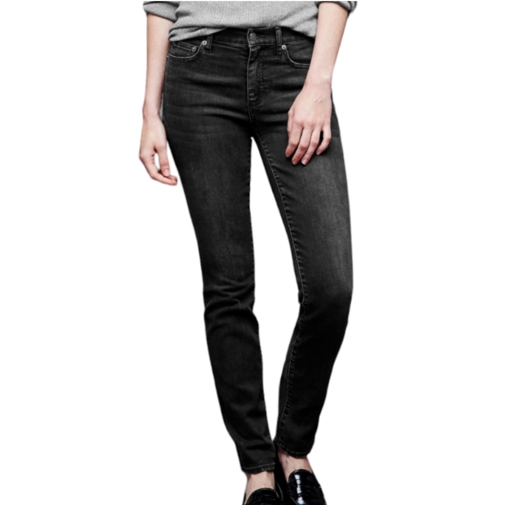 Gap 1969 Black Curvy Mid Rise True Skinny Jeans Size 34 Or 16/18